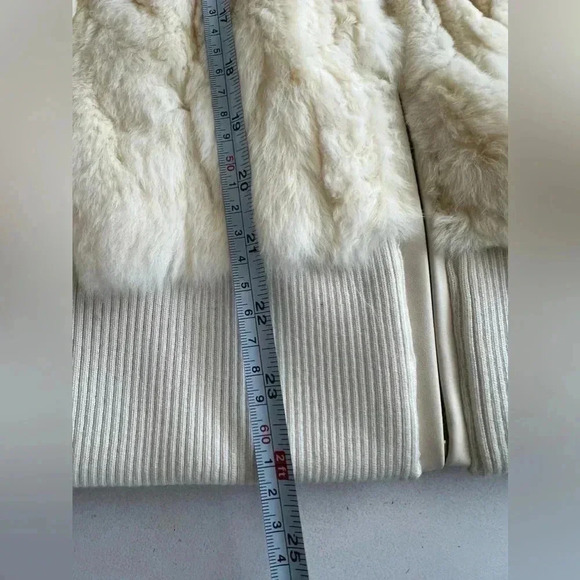 Bagatelle‎ Genuine Rabbit Fur Bomber Jacket Sz M Ivory - Picture 15 of 16